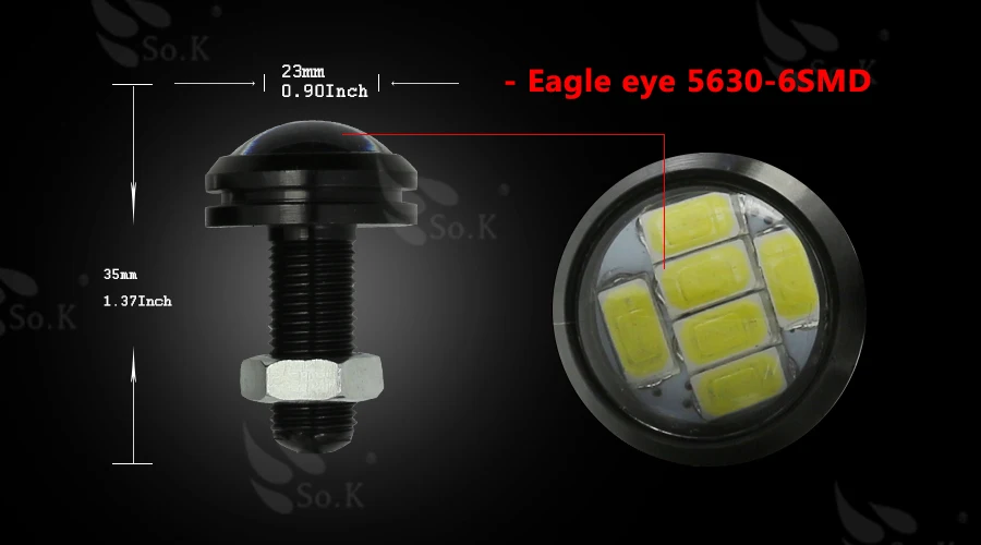 Дневные ходосветодиодный огни 2 шт. 23 мм 12 В 6 чипов 5630 5730 SMD|eagle eye|daytime running lightsled daytime
