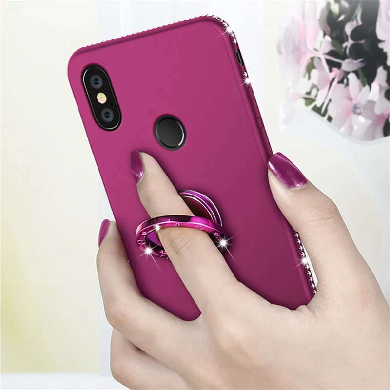 Алмазный силиконовый чехол-кольцо для Xiao mi A1 A2 Lite Pocophone F1 Red mi Note 4 4A 4X6 Pro 6A S2 5 Plus 5A Prime4 Max 3 mi 8 SE