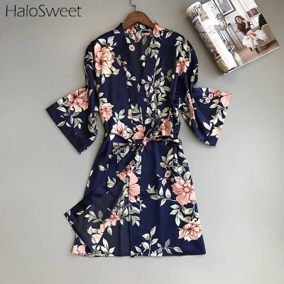 HaloSweet Slik Халат пикантная Пижама женский халат Женское нижнее белье-кимоно для