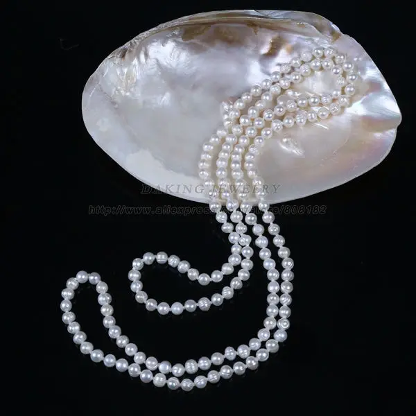 Женское длинное ожерелье из натурального пресноводного жемчуга размер 6 7 мм|long