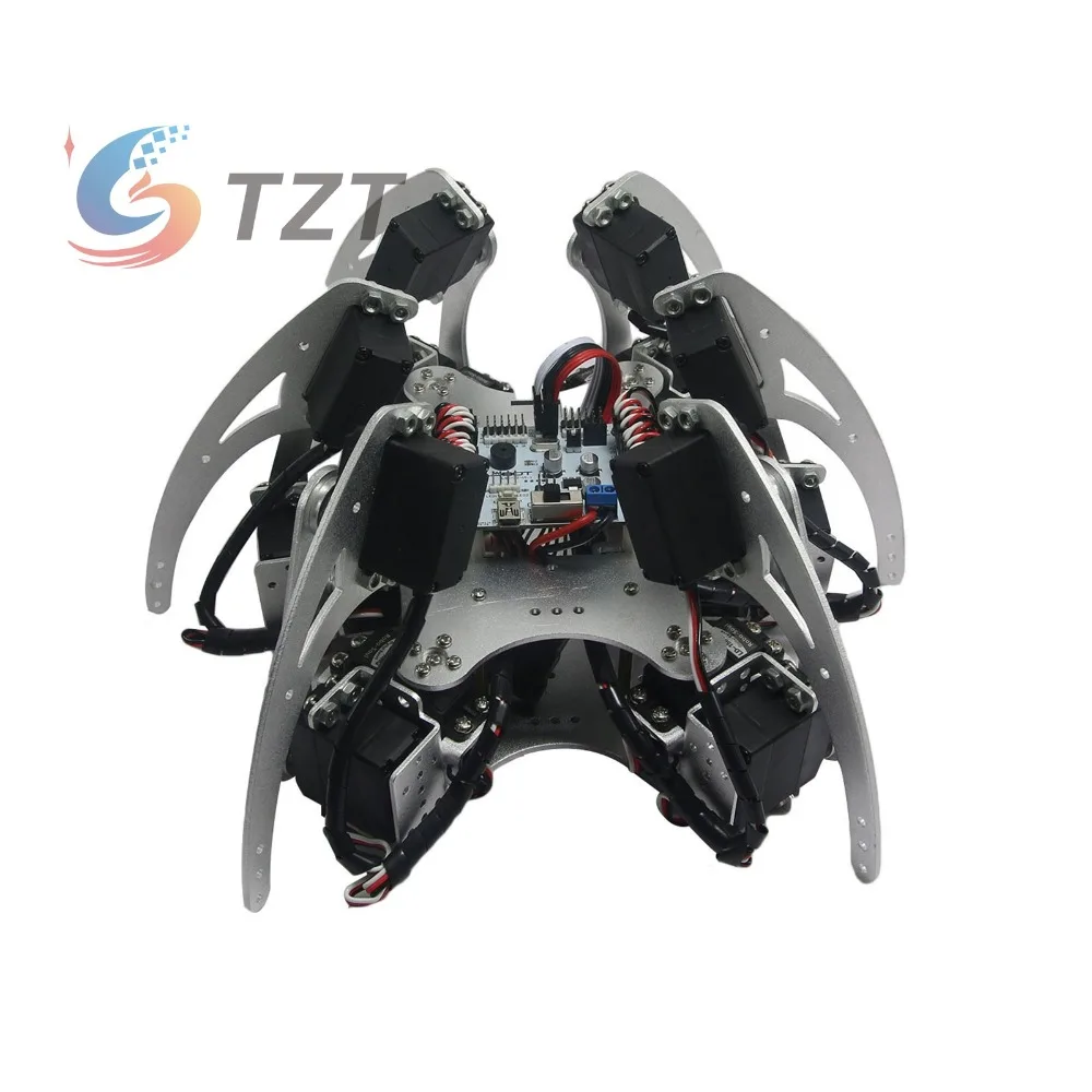 Собранный 18DOF алюминиевый Hexapod Паук шесть ног Робот комплект с LD-1501 сервоприводы и контроллер-серебро