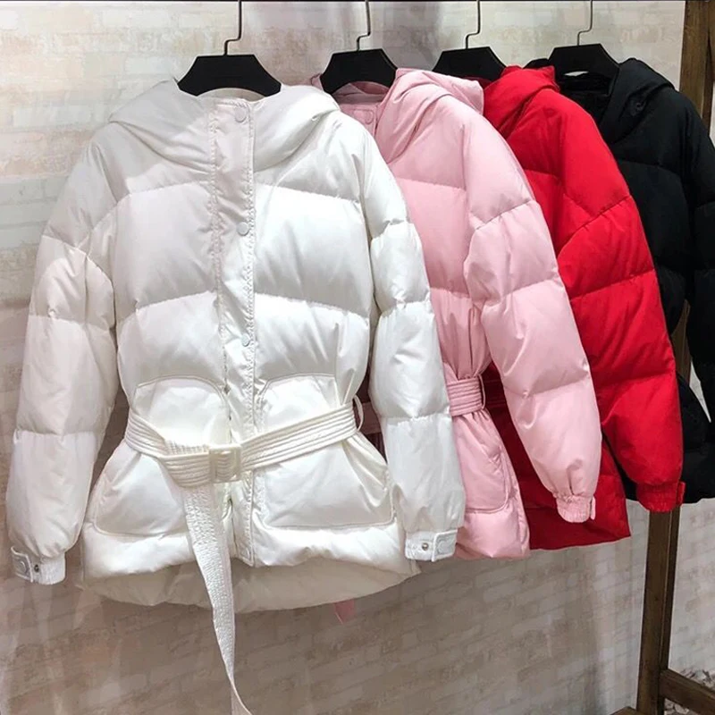 Пуховик женский белый с капюшоном 2019|Женские пуховики| |