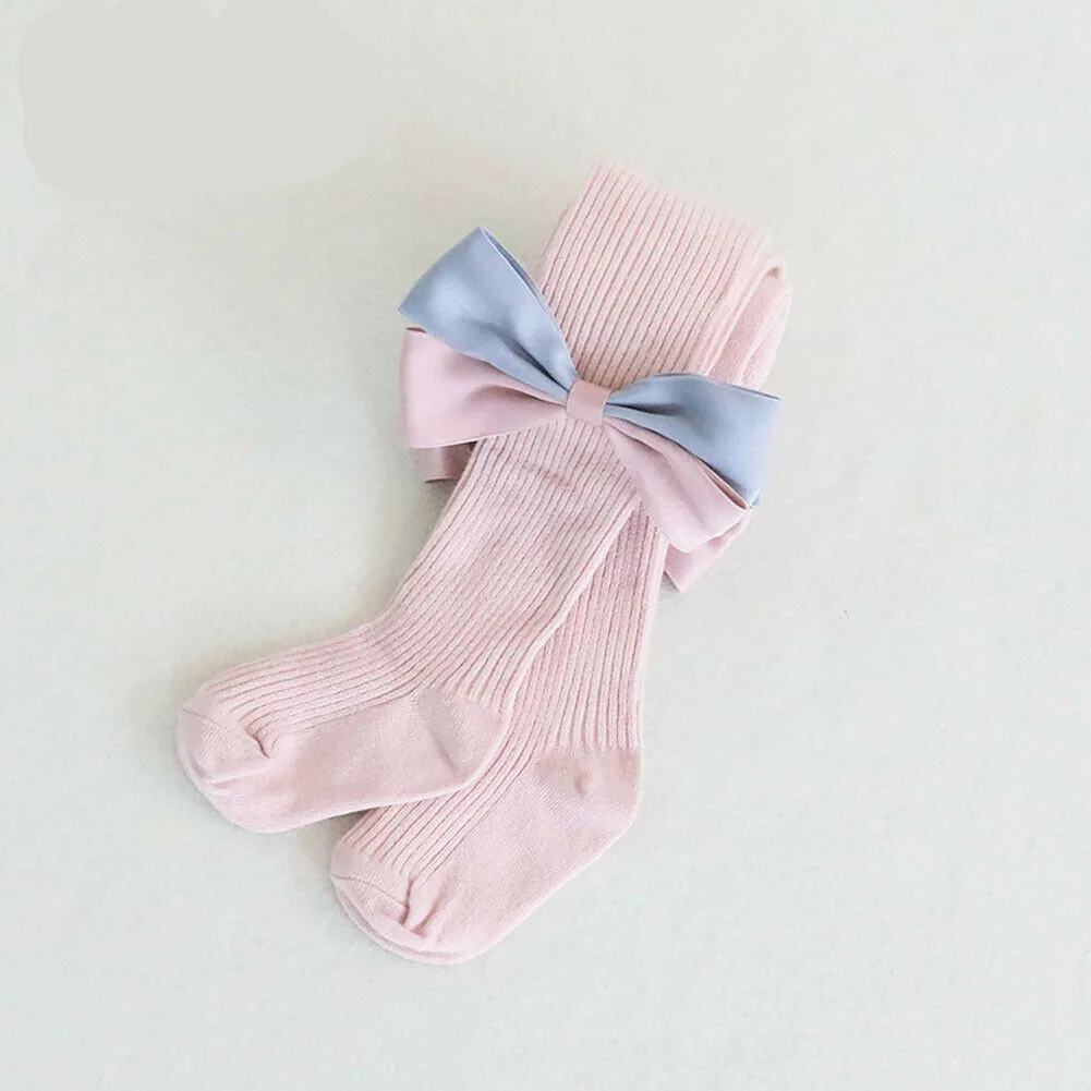 Колготки с бантом для маленьких девочек теплые колготки в полоску однотонные