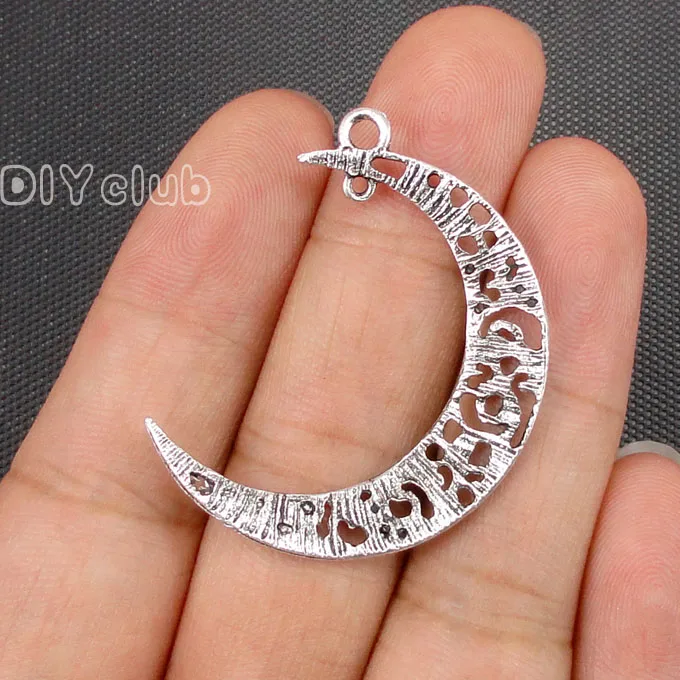 Подвески в виде Луны 15 шт. античный тибетский серебряный полумесяц соединитель