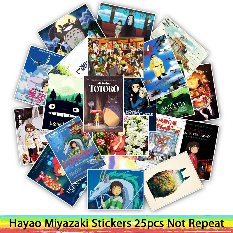 25 шт./лот Hayao Miyazaki серии аниме наклейки для ноутбука мотоцикла скейтборда