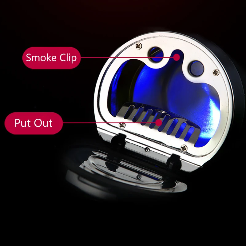 Овере 1 шт. Черный Автомобильный светодиодный пепельница авто компас светильник