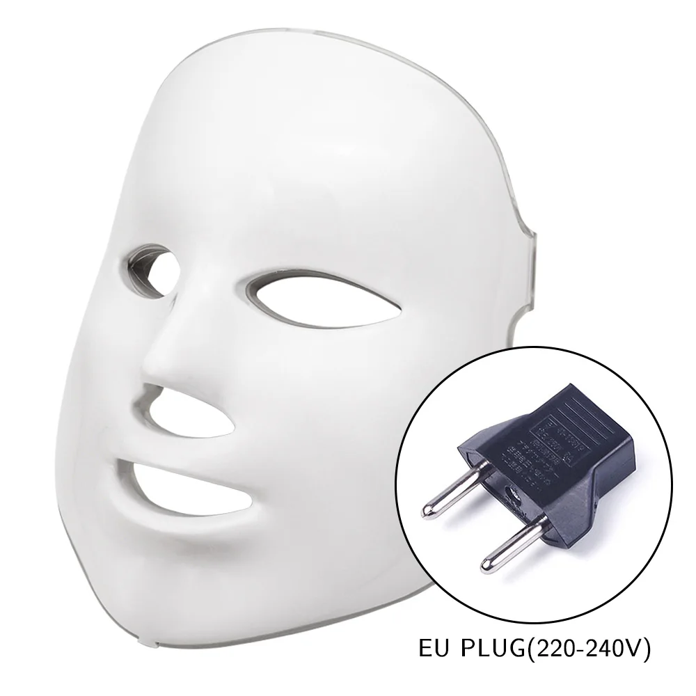 EU PLUG 7 цветов Светодиодная терапевтическая маска светильник маска для лица терапия Фотон светодиодная маска для лица корейский уход за кожей светодиодная маска терапия красота спа - Цвет: EU PLUG