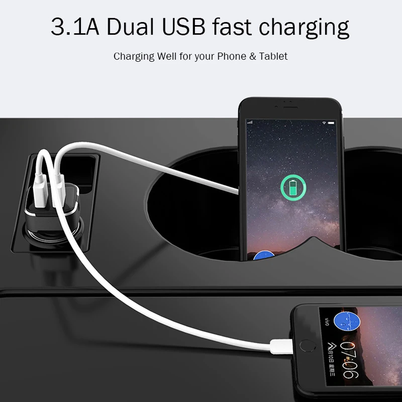 Автомобильное зарядное устройство со светодиодной подсветкой с двумя USB портами