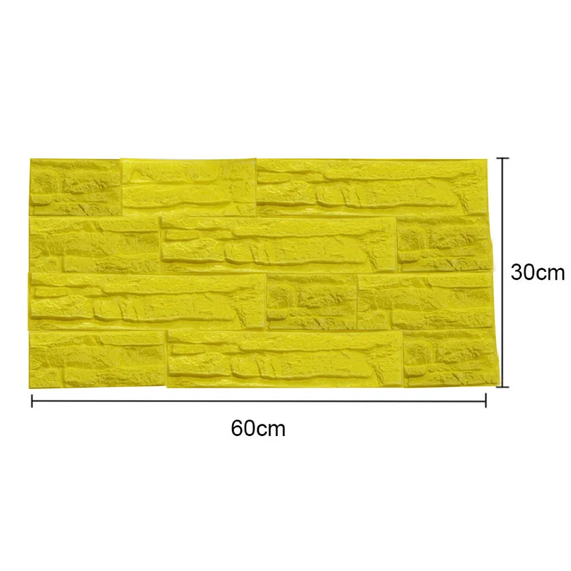 yellow 1 шт. 3D кирпичная ПЭ пена панели обоев комната Наклейка камень декор рельефная Наклейка на стену ТВ фон водонепроницаемые наклейки на стену 60*30 см - Цвет: yellow