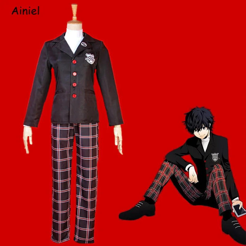 Костюм для косплея Ainme Game Persona 5 Ren Amamiya пальто мужская куртка брюки унисекс