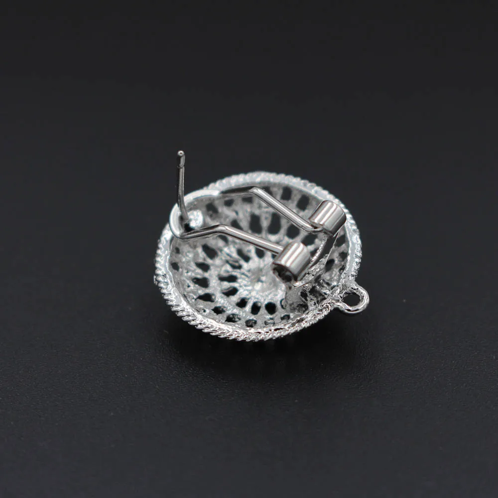 Clip Earrings Post with Loop Hanger Hollow Filigree Circle DIY Metal Stud Findings 20mm 10 Pairs | Украшения и аксессуары