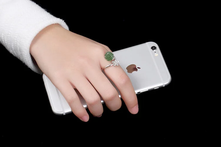 KJJEAXCMY boutique jewelry S925 Sterling Silver Antique inlaid and jade white rose lady's open ring finger | Украшения и