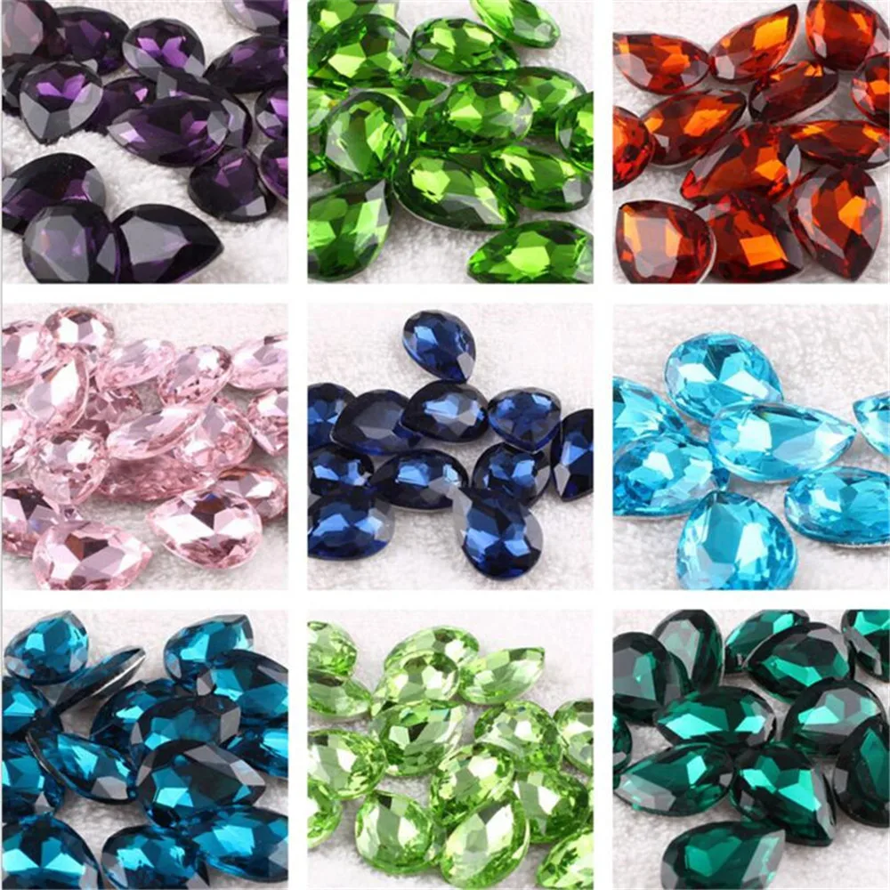 100 шт. случайный Mix Размеры и Цвета pointback Drop Crystal Стразы DIY Стекло горный хрусталь одежды свадебное платье ремесла украшения