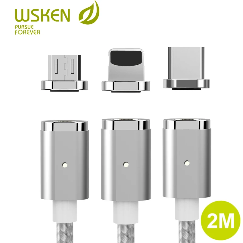 Магнитный зарядный кабель WSKEN Mini 2 USB Type C Micro для быстрой зарядки Samsung galaxy S9 S8 Huawei