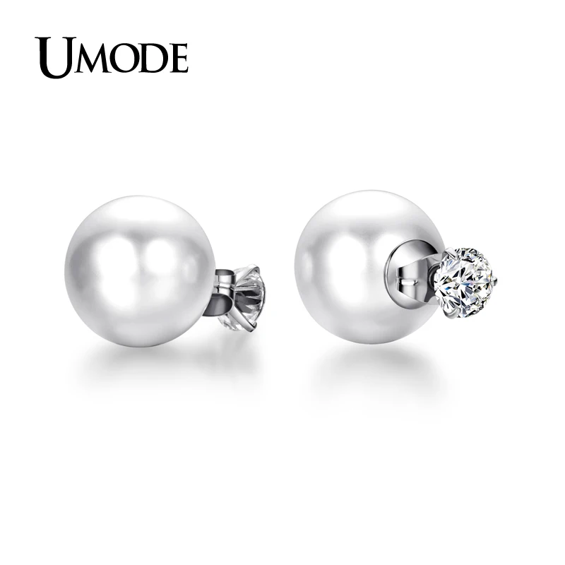 UMODE роскошные розовое золото/родиевый цвет Австрийские Стразы и серьги гвоздики