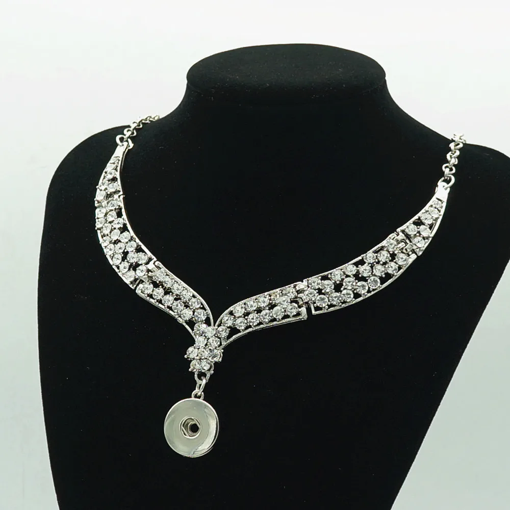 Модное Простое Элегантное ожерелье со стразами размер 50 см 18 мм кнопки ювелирные