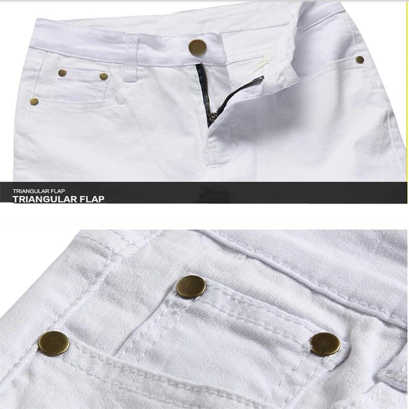 Белые мужские джинсы модные деловые повседневные брюки 2020 новые ковбойские