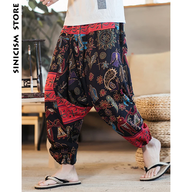 Sinicism Store мужские шаровары 2019 Мужская Уличная одежда брюки с цветочным рисунком