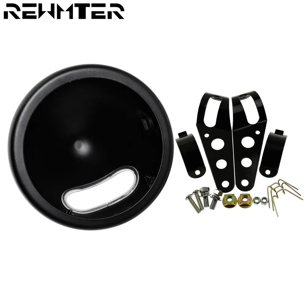 

Motorbike 5.75 Inch LED Headlight Housing Bucket Bracket Set Cafe Racers Lamp Mount Cover Black/Chrome For Harley Choppers