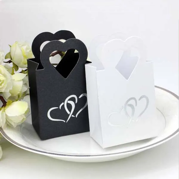 100 шт./лот белые/розовые цвета креативные конфетные коробки с сердечками для