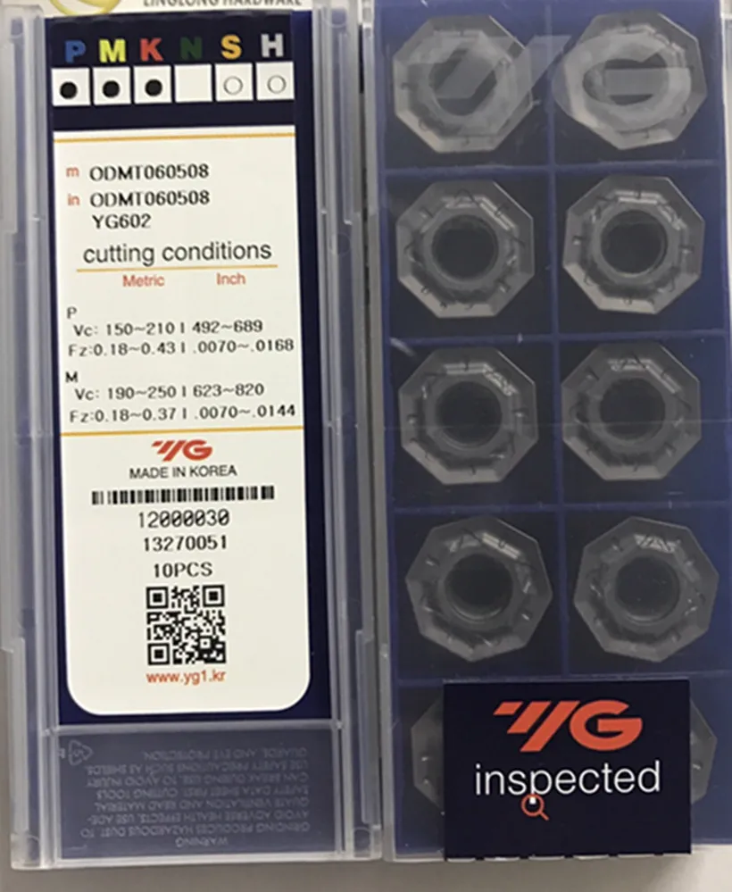 ODMT060508 YG602 10 шт 50 100% Сделано в Корее YG 1 Карбид обработка вставки: нержавеющая сталь