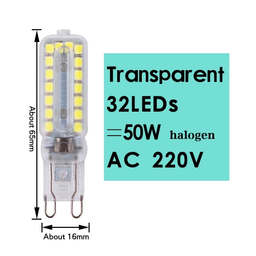 G9 Transparent 32LED G9 G4 светильник светодиодный лампочка прожектор в форме кукурузы COB 110V 220V заменить 20 Вт, 30 Вт, 40 Вт, 50 Вт галогенные светильник затемнения 14 светодиодный s 22 светодиодный s 30 светодиодный s SMD 2835 - Испускаемый цвет: G9 Transparent 32LED