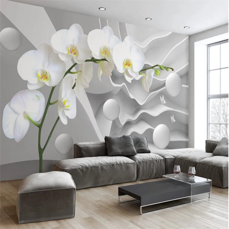 

beibehang Wallpaper murals custom living room bedroom home decoration 3d three-dimensional layered butterfly orchid ball murals