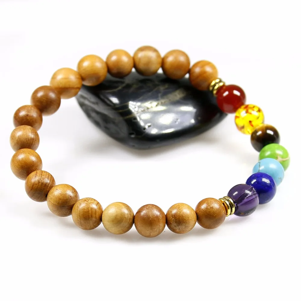 Модные женские и мужские тянущиеся браслеты для йоги 8 мм высокое качество дерево