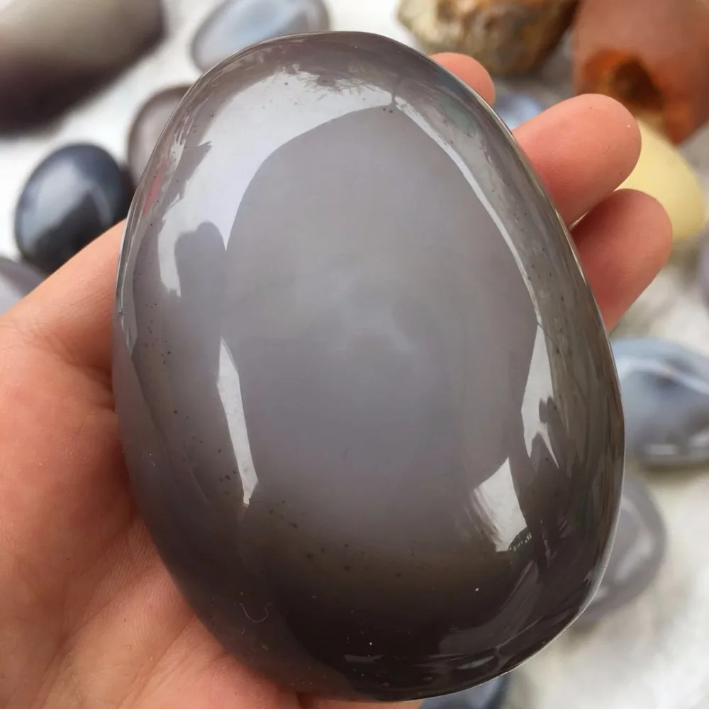 

Natural seaweed agate palm stone with water inside mineral stones reiki healing crystal