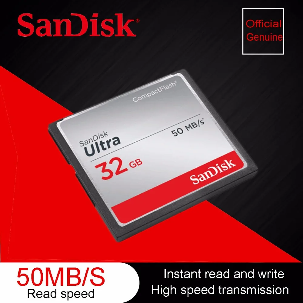 Подлинный двойной флеш-накопитель SanDisk подходит ультра слот для карт памяти CF Compact Flash карта 50 МБ/с. cf карта 32 Гб оперативной памяти, 16 Гб встроенной памяти, 8 Гб Поддержка официальный проверки