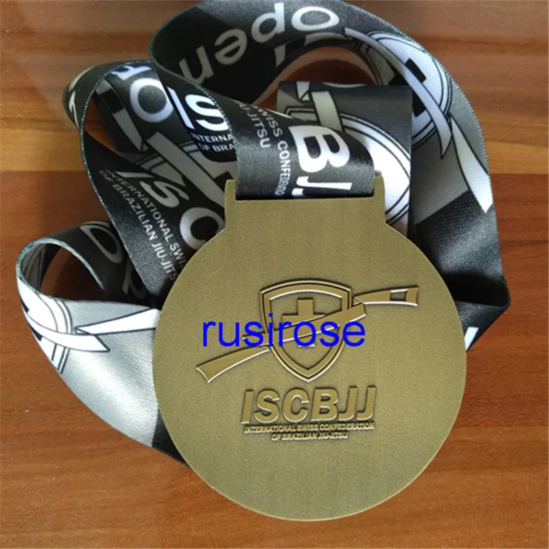 Plated Bronze Medal DIY City Games Double Black Ribbon Print White Text | Pins & Badges