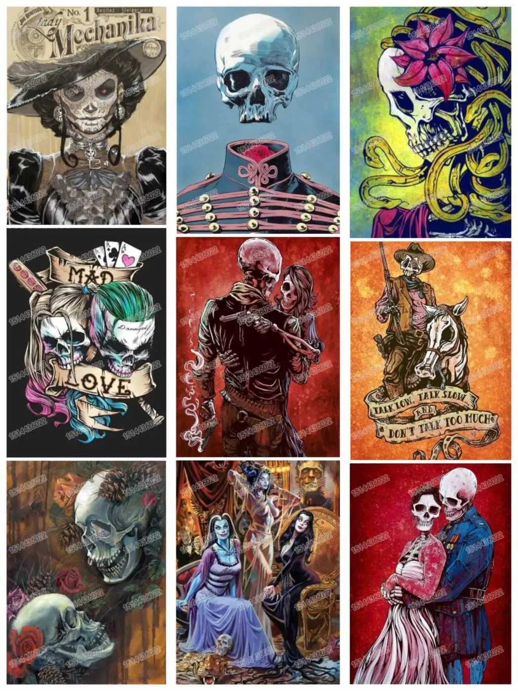 Skeleton Art 5D DIY Алмазная картина череп цветок полная Алмазная вышивка крестиком горный хрусталь домашний декор