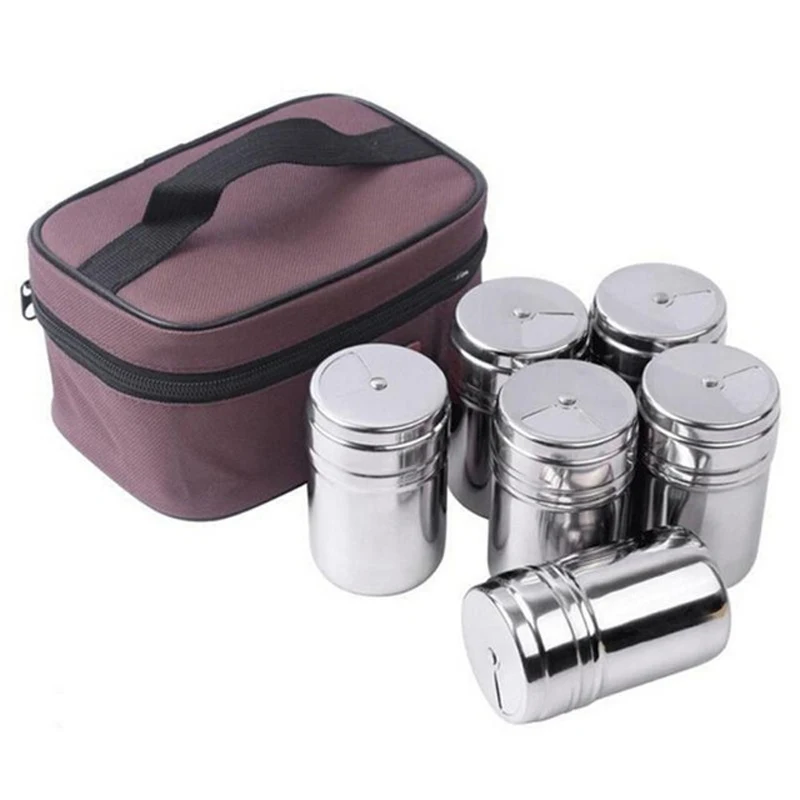 6 шт. банки из нержавеющей стали для приправ|stainless camping cookware|camping stainless steel cookwarestainless