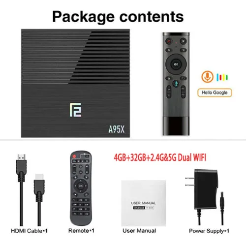 A95X F2 Android 9,0 ТВ приставка Amlogic S905X2 приставка 2,4 и 5G двойной Wifi Bluetooth 4,2 голосовой пульт дистанционного управления 4 Гб 64 Гб Смарт ТВ приставка - Цвет: 4GB 32GB 5G RCV11