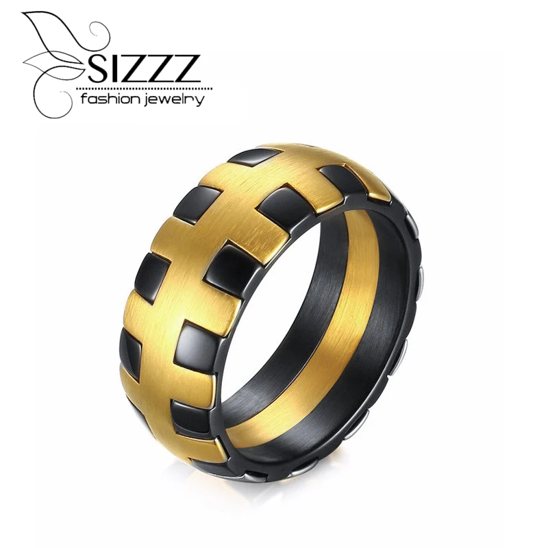 Мужской браслет sizzz Черное и Золотое кольцо из нержавеющей стали мода|ring stainless