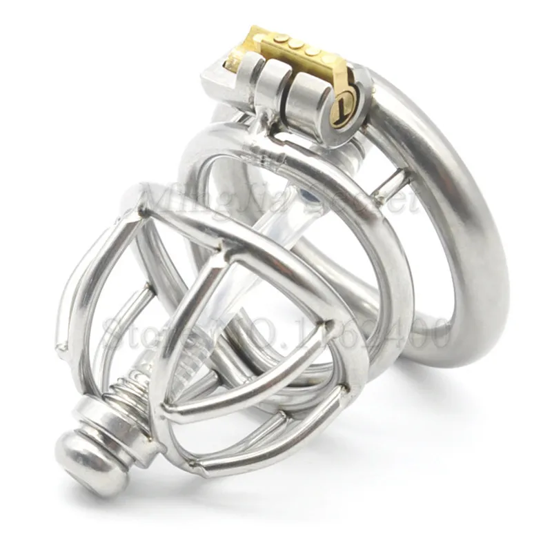 2020 Stainless Steel Male Chastity Device with Catheter Cock Cage Penis Rings Lock Fetish Slave BDSM Sex Toy For Men | Красота и