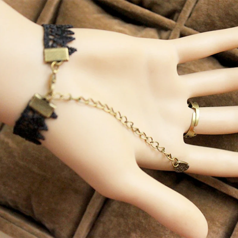 Hot Sale Retro Gothic Women Bracelet Lace Crystal Flower Hand Slave Chain Gift | Украшения и аксессуары