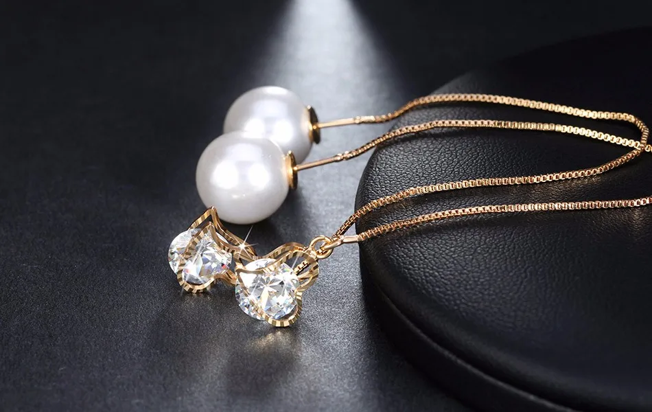 ORSA JEWELS Новые серьги в форме капли воды, австрийский хрусталь длинные серьги с большой жемчужиной элегантный золотой цвет ювелирные изделия для женщин OME27