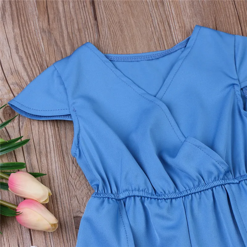 Fashion Toddler Baby Girls Kids Clothing Short Sleeve Solid Color Back Long Front Romper Dress Holiday Party Clothes 6M-4T | Детская