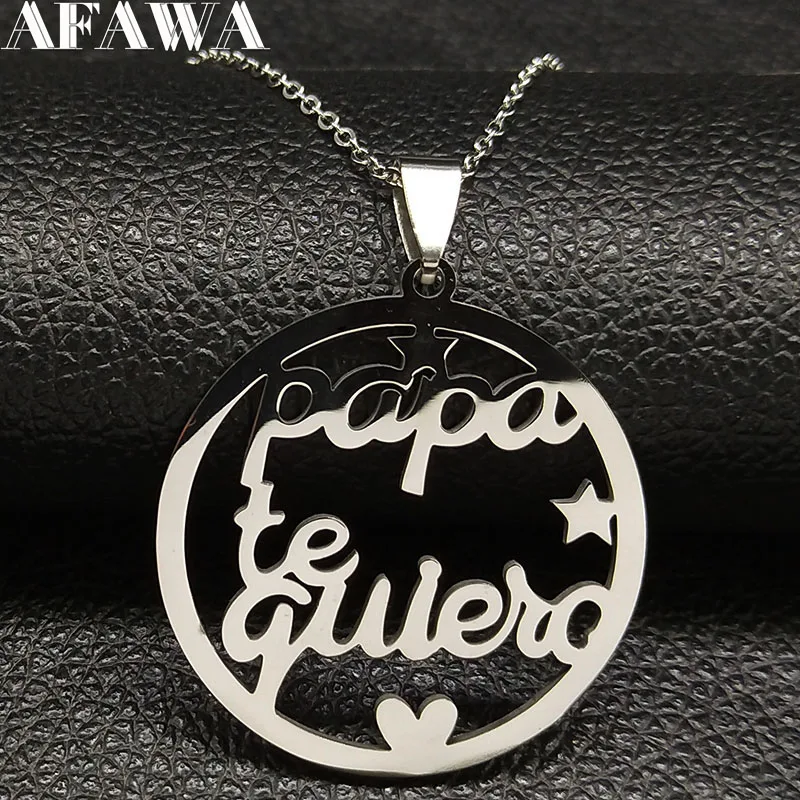 Ожерелье Papa te Quiero из нержавеющей стали Женское серебряного цвета ювелирные