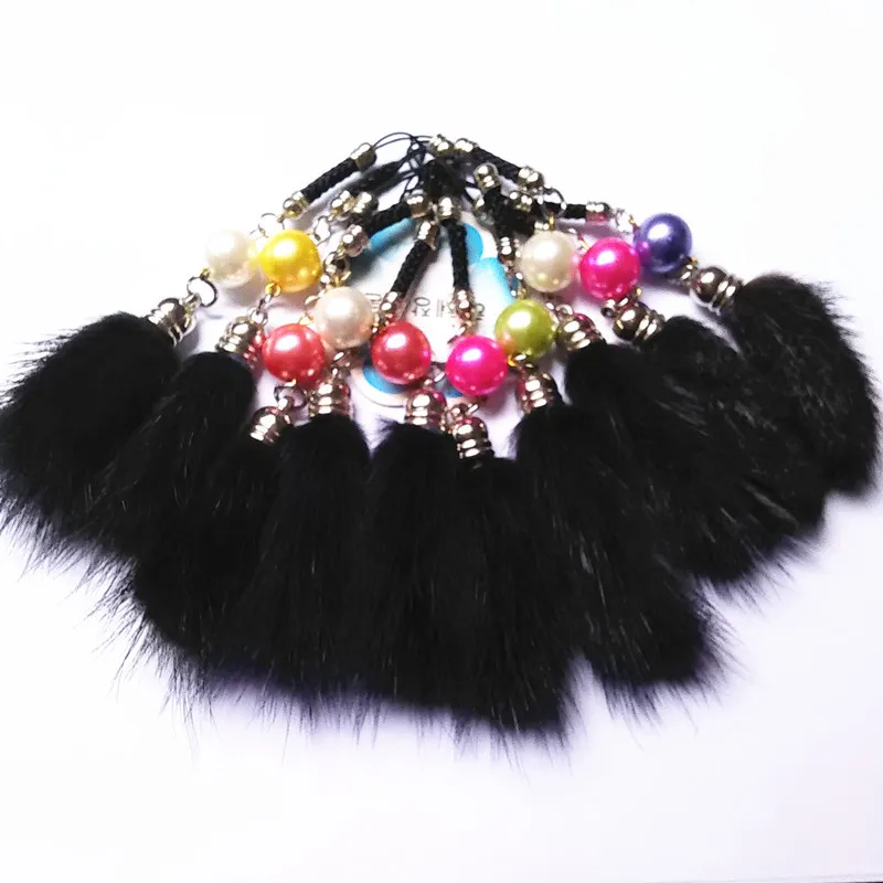 Новинка высокое качество красочный брелок для автомобиля с хвостом из меха норки