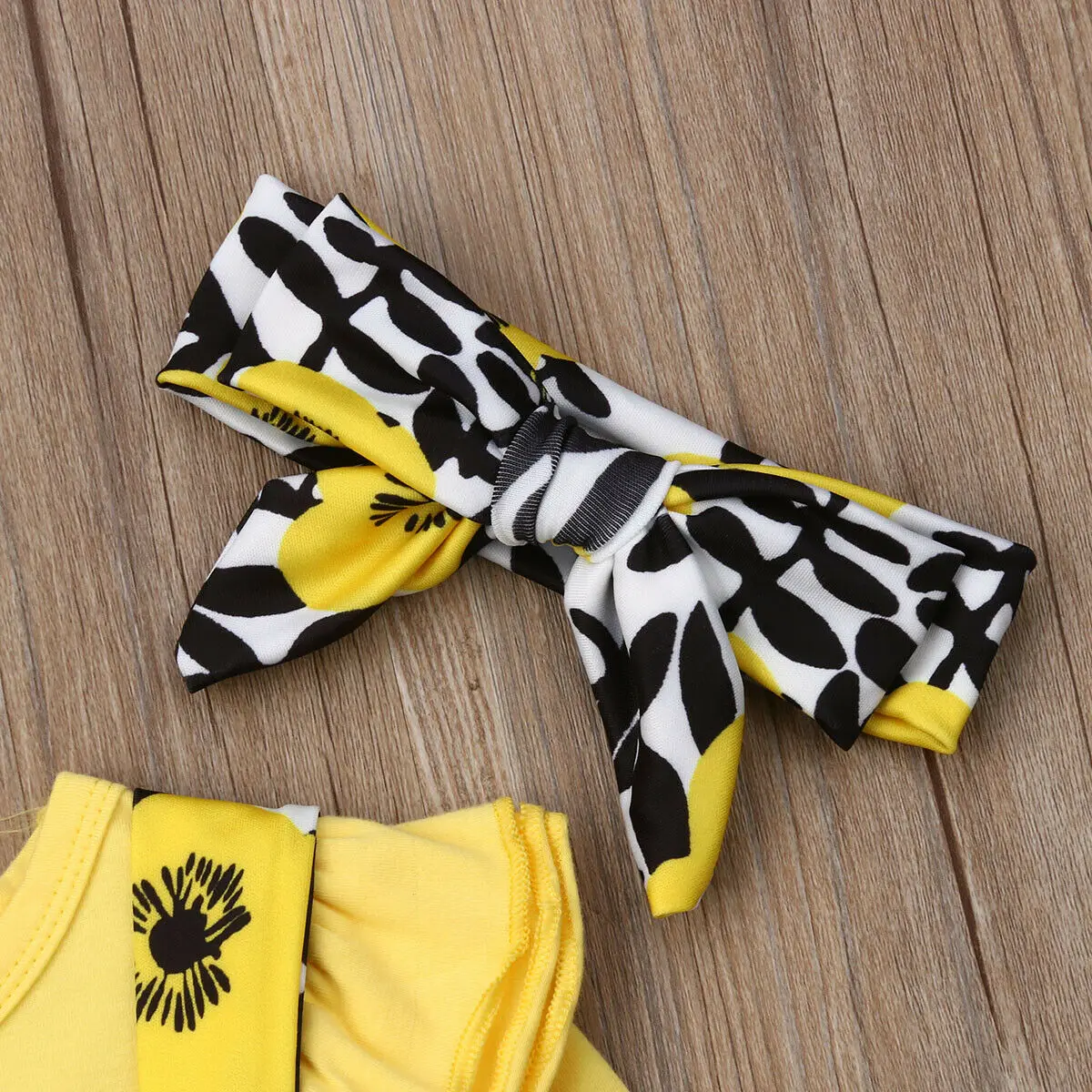 3PCS Toddler Baby Girls Long Sleeve Romper Sunflower Bib Skirt Outfits Cotton | Мать и ребенок