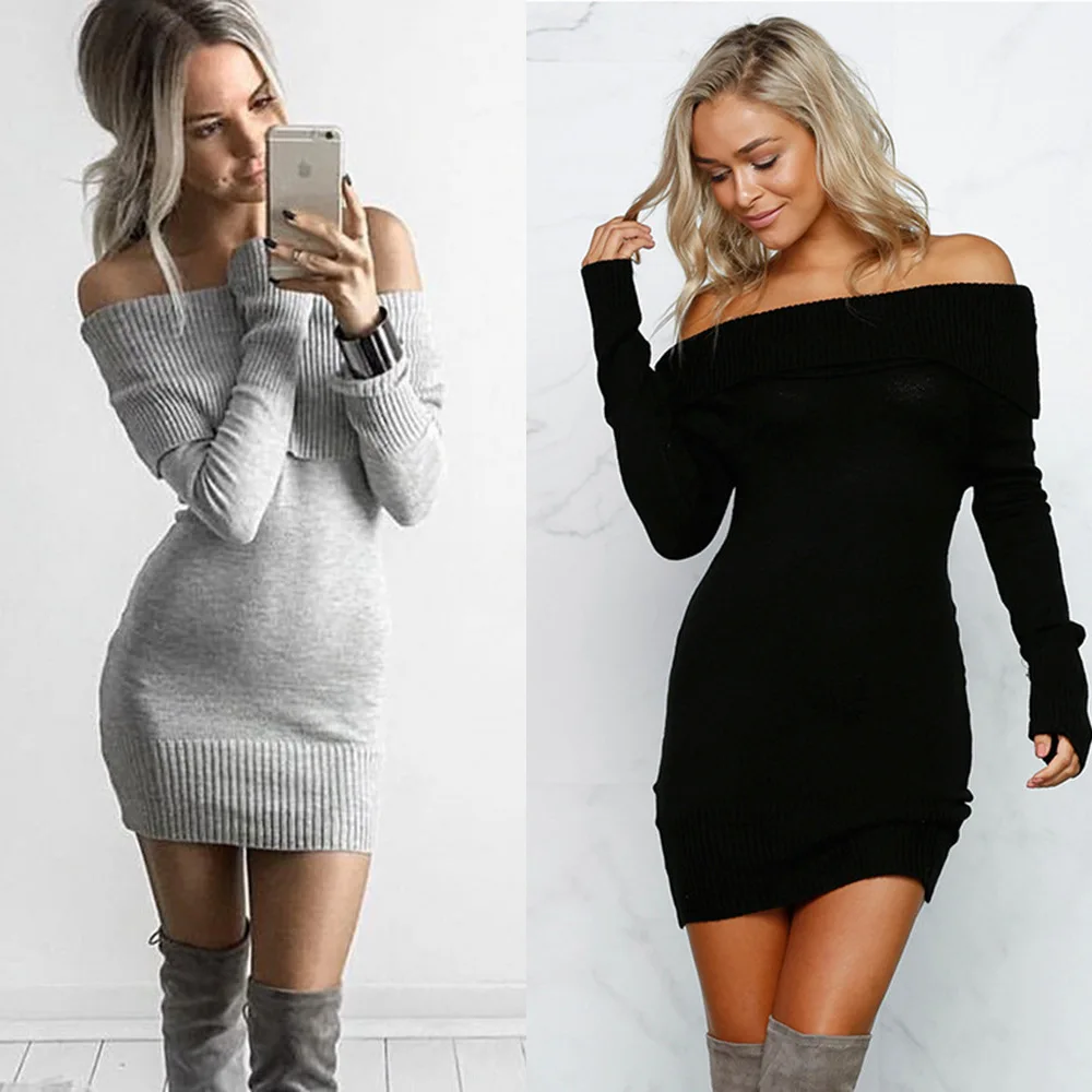 Осенне зимнее облегающее платье с вырезом лодочкой|sexy tight dress|tight dressa dress |