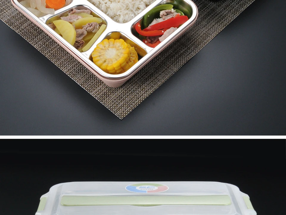 Нержавеющая сталь Ланч-бокс контейнер для хранения еды Bento с ложкой и палочками для еды Bento Ланч-бокс столовая посуда