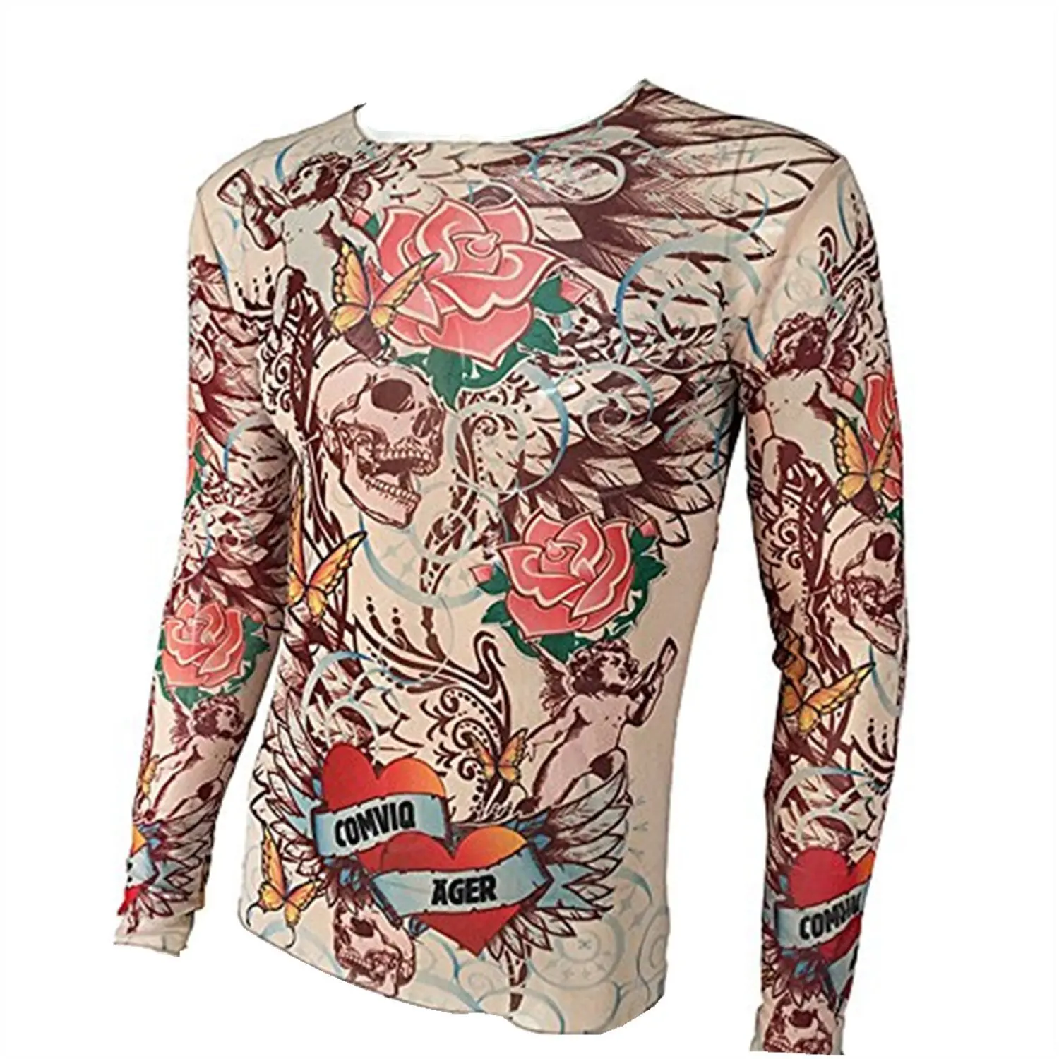 UniqStore новая мужская футболка Teen Skull Series Tattoo с длинными рукавами круглым вырезом