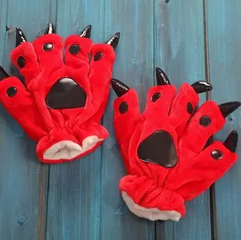 Обувь в форме лап животных Зимние теплые перчатки прекрасный разные цвета на