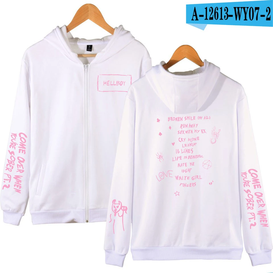 Lil peep harajuku Kpop толстовки на молнии Толстовка женская мужская уличная куртка одежда оверсайз хип-хоп Bangtan Одежда для мальчиков - Цвет: white