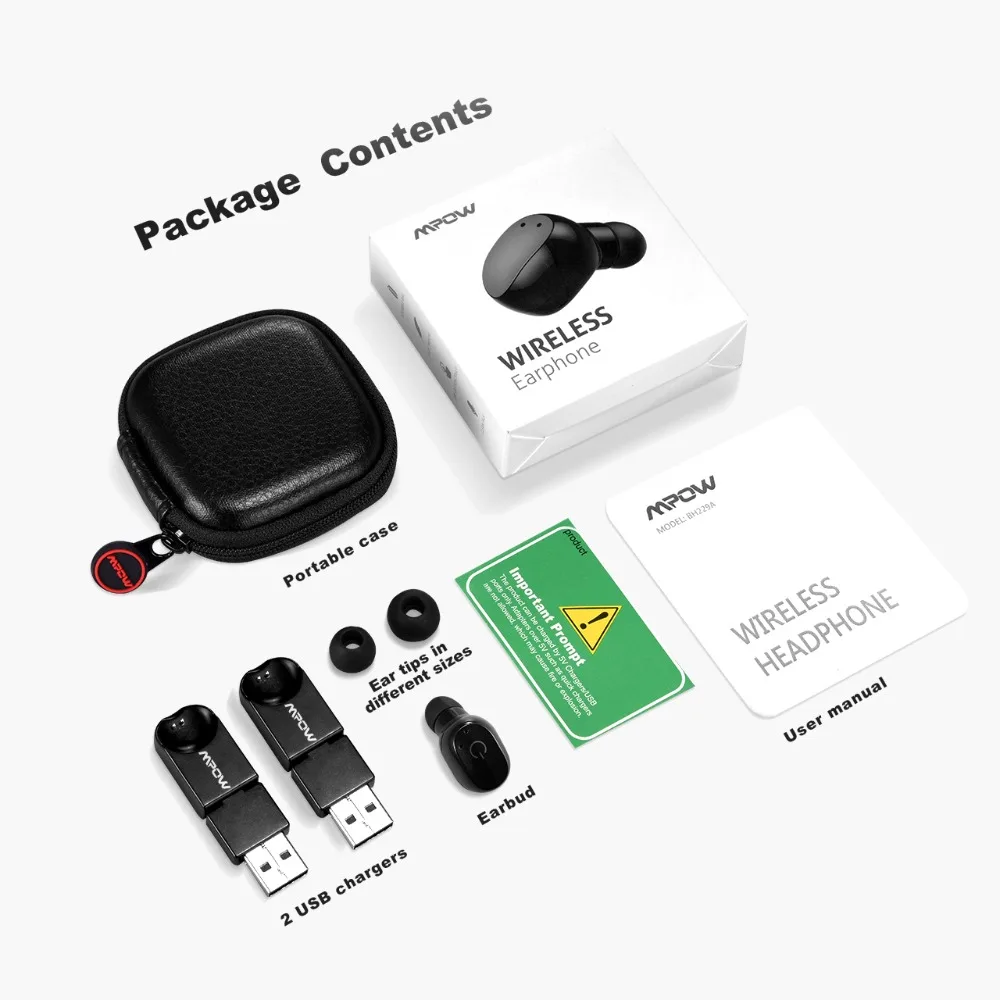Mpow EM12 сенсорное управление одиночные наушники-вкладыши беспроводные Bluetooth V4.2 наушники с микрофоном чехол для водителя мобильного телефона Android iOS