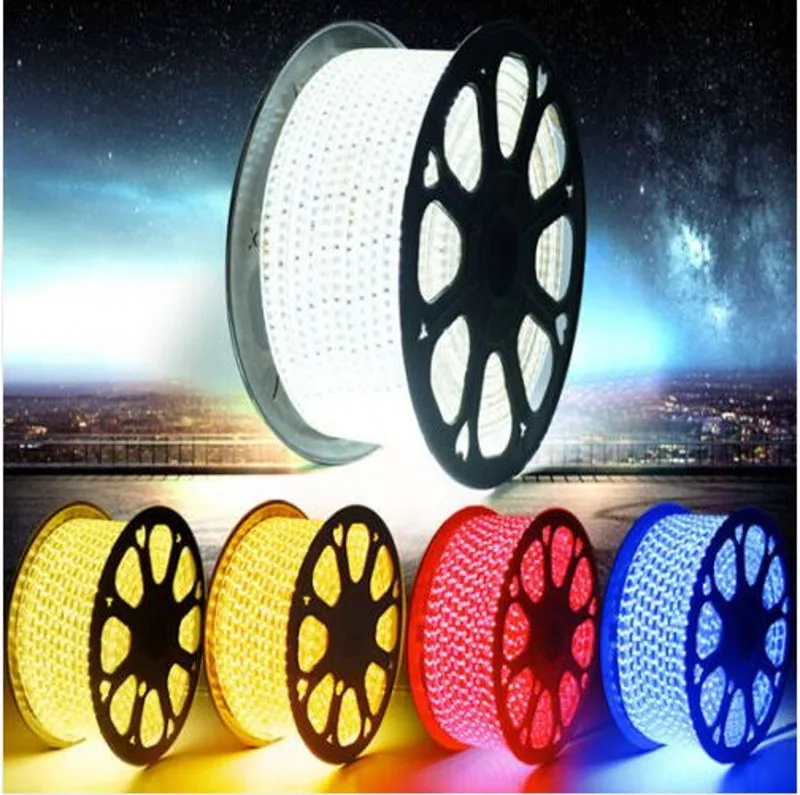 Светодиодная лента 220 в 240 В IP67 водонепроницаемая 5050 SMD световая веревка теплый