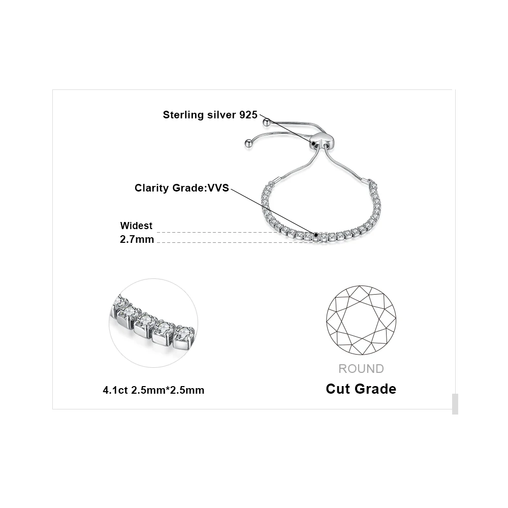 JewelryPalace любовь вечность 4ct кубический цирконий регулируемый браслет